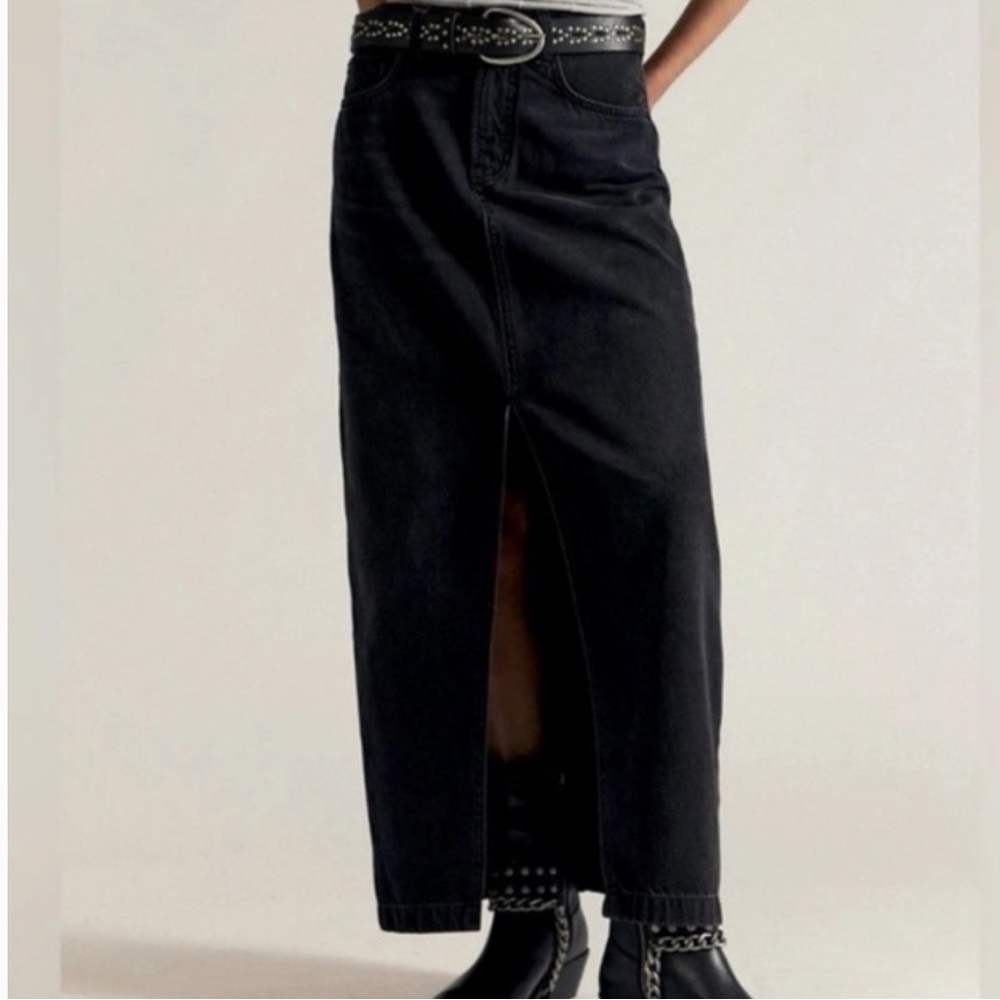 NWT Lucky Brand Black Denim Maxi Skirt 28